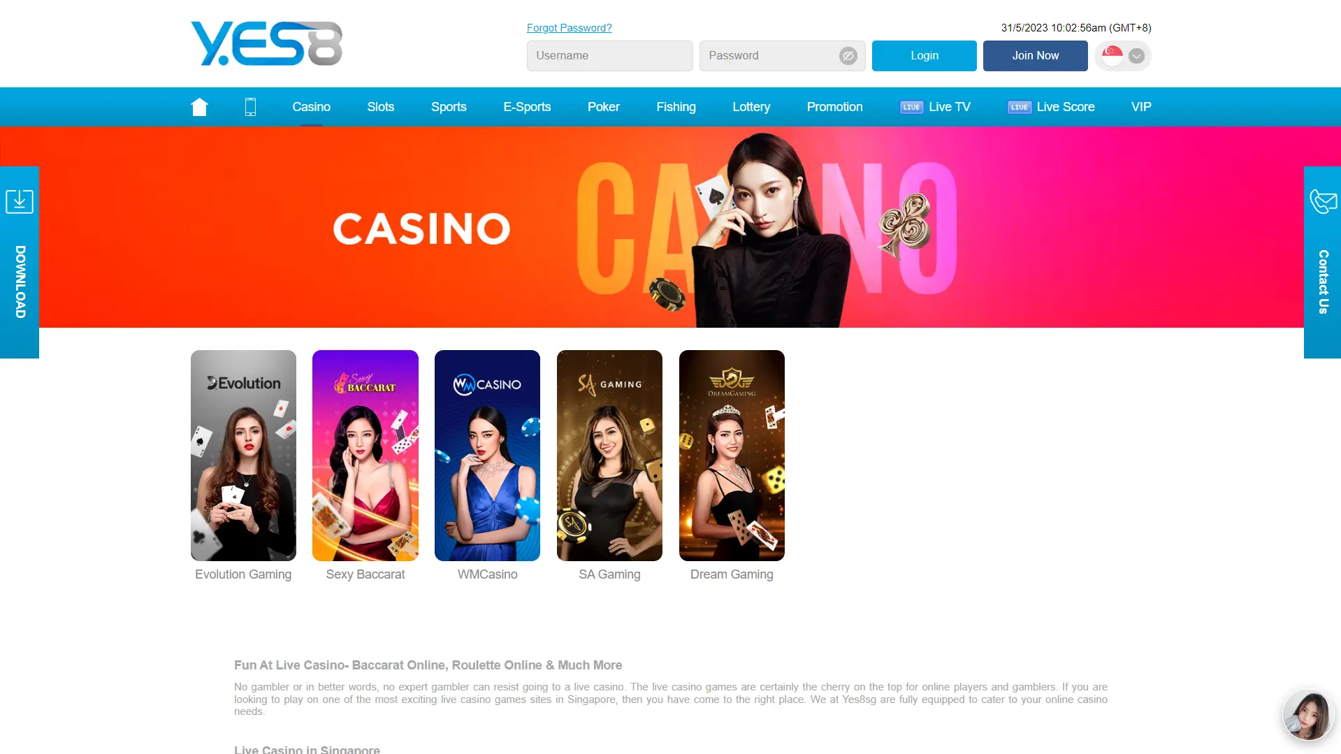 Yes8sg-live casino games